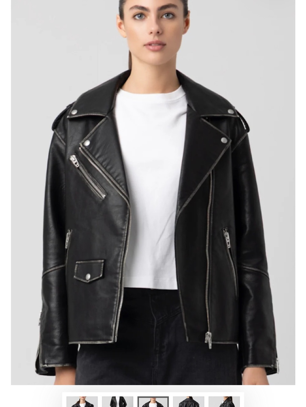 Blank NYC Black oversized Leather Moto Jacket